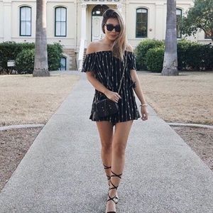 Black Embroidered Off the Shoulders Top